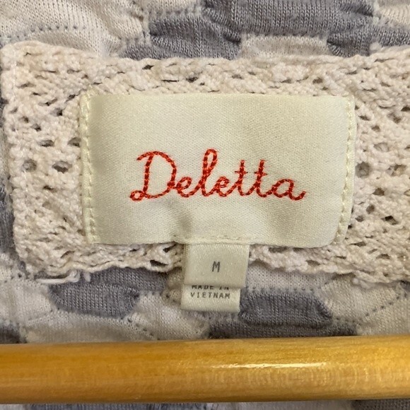 Deletta Anthropologie Nava Gray Ivory Textured Cowlneck Sleeveless Top Size M - Picture 2 of 9